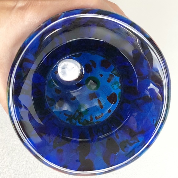 Millefiori Cobalt Blue Art Glass Bouquet Vase 7in Tall Heavy! - Picture 8 of 12